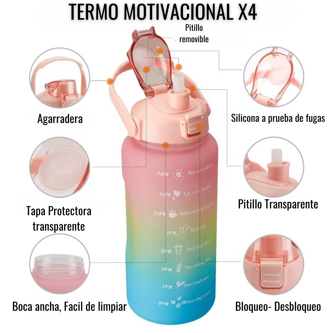 🥤NUEVO TERMO MOTIVACIONAL - PACK X3 CON STIKERS🧊+   1 TERMO GRATIS 300ml